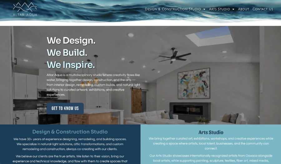 Web Design. Nomad Cook. Altar Aqua