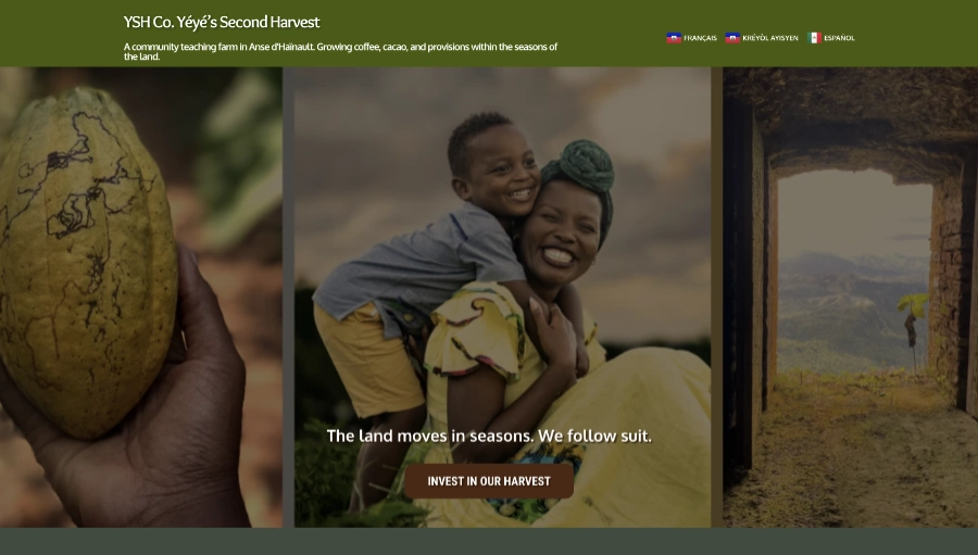 Web Design. Nomad Cook. Yeye's Second Harvest
